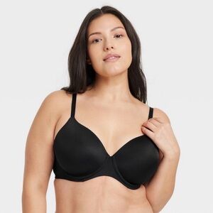 Auden 34D TShirt Bra Black Smooth Lightly Lined Comfort Wire Full Coverage